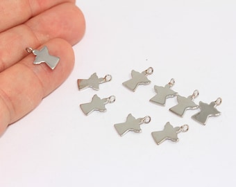 10x13mm Rhodium Plated Angel Charm, Tiny Angel Charm, Angel Jewelry, Silver Dainty Charms, Silver Plated Findings, MBGBRT261