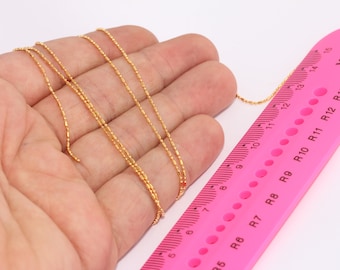 1mm 24k Shiny Gold Ball Chain, Soldered Chain, Ball Necklace Chain, Tiny Beaded Chain, Satellite Chains, Gold Plated Chains,  MBGBXB311