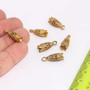7x20mm Raw Brass Bead Cap, 5mm Inner End Cap, Brass Bracelet Settings, Cord End Tip, Filigree Bead Cap, Raw Brass Findings, MBGAE62