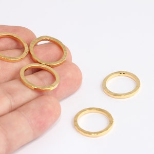 20mm 24k Shiny Gold Plated Closed Ring, Hammered Closed Rings,  MBGSLM403