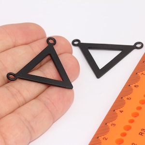 27x42mm Black Plated Triangle Charms, Triangle Connector, Triangle Pendant, Cut Out Triangle, Black Plated Findings,MBGAE132