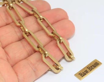 8x22mm Raw Brass Large Oval Link Chain, Handmade Chunky Chain, BXB412