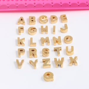 8x10mm 24k Shiny Gold Letters, Letter Charms, Letter Beads, Text, Name Letters, Alphabet, Gold Plated Findings  MBGHRF52