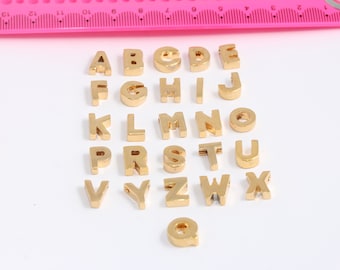 8x10mm 24k Shiny Gold Letters, Letter Charms, Letter Beads, Text, Name Letters, Alphabet, Gold Plated Findings  MBGHRF52