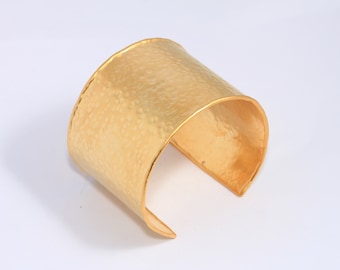 47mm 24k Matt Gold Hammered Bangle, Gold Plated Cuff, Handmade Cuff Bracelet, Gold Plated Bracelet, Wide Gold Bracelet Cuff, MBGCHK81-1