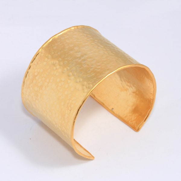 47mm 24k Matt Gold Hammered Bangle, Gold Plated Cuff, Handmade Cuff Bracelet, Gold Plated Bracelet, Wide Gold Bracelet Cuff, MBGCHK81-1