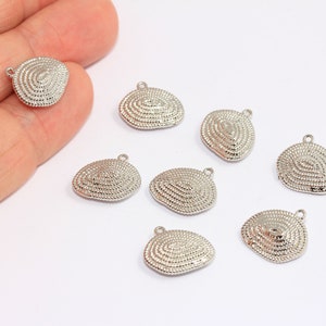 11x15mm Rhodium Plated Sea Shell Charm, Seashell Beads, Sea Animal Beads, Beach Jewelry Pendant, Silver Plated Findings, MBGBXB257-3