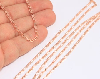Collier Fin XIXe Plaqué Or Rose - Chaîne Filigranée 44cm Fermoir Tube Occasion