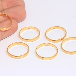 22mm 24k Shiny Gold Ring Connector, Gold Plated Hoops, Round Frame Settings, Necklace Connector, Gold Plated Findings, MBGBXB433-3