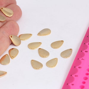 8x12mm 24k Shiny Gold Drop Charms, Drop Bracelet Charms, Teardrop Shaped Charms, Teardrop Pendant, Gold Plated Findings, MBGMTE199