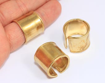 17-18mm Raw Brass Rings, Adjustable Ring Settings, Statement Cuff Rings, Hammered Ring, Brass Handmade Ring, Raw Brass Findings, MBGMTE991-2