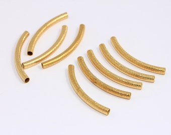 4x40mm Raw Brass Curved Tubes, Raw Brass Textured Tubes, Bracelet Curved Connector, Curved Bracelet Tubes, Raw Brass Findings, MBGbxb315