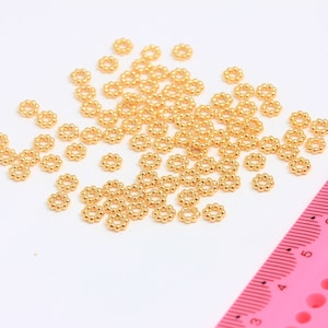 5mm 24k Shiny Gold Rondelle Beads, Spacer Beads, Leather Cord Bracelet Charms, Ball Spacer Beads, Gold Plated Findings, MBGMTE135