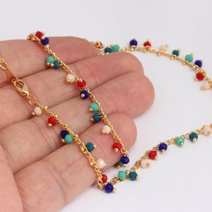 24k Shiny Gold Plated Rosary Necklace, Rosary Colorful Beaded Necklace,   MBGBXB395-10