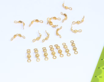 Raw Brass Crimp Ends, Shell Crimp Cover, Cord Ends, Clam Shell Bead Tip, Ball Chain Connector, Chain Crimps, Raw Brass Findings, MBGBRT21