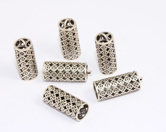 10 x 25 mm Antike Silber Endkappe, Filigrane Endkappen, Lange Endkappe, Quaste Endkappe, Schmuckherstellung, Versilbertes Zubehör, MBGKA120