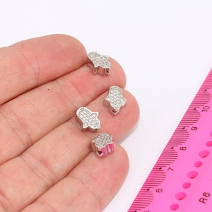7x9mm Rhodinierte Hamsa, Micro Pave Hamsa Charms, CZ Charms, Fatima Hand Charms, Armband Charms, Hamsa Schmuck, MBGZRCN836