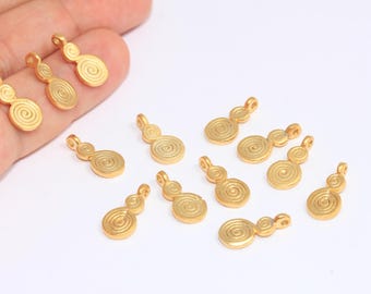 8x14mm 24k Matt Gold Charms, Textured Drop Beads, Bracelet Charms, Textured Beads, Gold Plated Findings, MBGBRT325