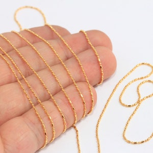 1mm 24k Shiny Gold Ball Chain, Soldered Chain, Ball Necklace Chain, Tiny Beaded Chain, Satellite Chains, Gold Plated Chains, MBGBXB311-6