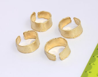17-18mm Raw Brass Rings, Adjustable Ring Settings, Brass Wide Band Rings, Textured Rings, Raw Brass Findings, MBGCHK111-2