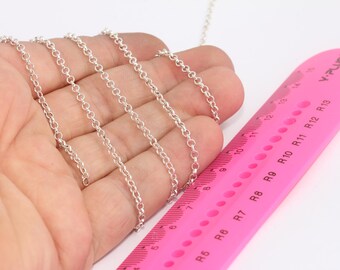 2,4mm Silver Color Rolo Chain, Round Link Chain, Silver Rolo Chains, Tiny Silver Rolo Necklace, Silver Plated Chains, MBGBXB24