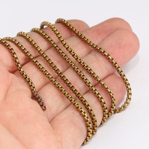 2,5mm Raw Brass Box Chains, Brass Square Box Chain,   MBGKPT23-3