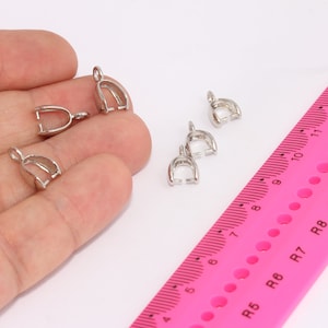 Rhodium Plated Pinch Bails, Pendant Bails, Charm Pinch Bails, Pendant Connector, Pendant Holder, Rhodium Plated  MBGBRT868