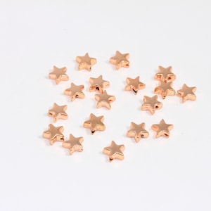 8mm Rose Gold Star Beads, Star Charms, Star Necklace, Dainty Charms, Bracelet Charms, Star Pendant, Rose Gold Plated Findings,  MBGROSE226