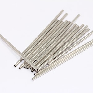 2x50mm Rhodium Plated Tubes, Tube Beads, Long Tube Charms, Bracelet Cord Tubes, Spacer Tubes, Silver Plated Findings, MBGMTE886