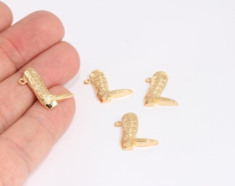 5,8x19mm 24k Shiny Gold Boot Charms, Cowboy Boots Charms,   MBGSLM741