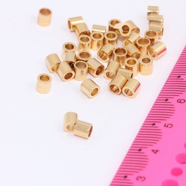 4x4mm 24K Shiny Gold Spacer Tubes, Tiny Spacer Tubes, Round Tubes, Beads, Spacer Beads,  Tubes,  MBGBRT364