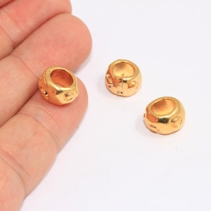 11,5mm 24k Shiny Gold Rondelle Beads, Spacer Beads, Leather Cord Bracelet Charms, Large Spacer Beads, Gold Plated Findings, MBGBRT750