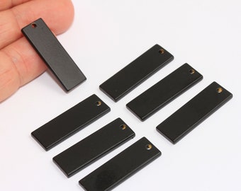 10x30mm Matt Black Plated Bar Charms, Bar Necklace, Rectangle Stamping Bar, Personalized Bar Charm, Black Plated Findings, MBGETS66