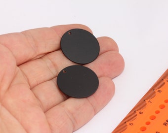 Black Plated Round Charms, Round Disc, Personalized Disc, Stamping Tag, Black Coins, Medallion, Black Plated  MBGETS192