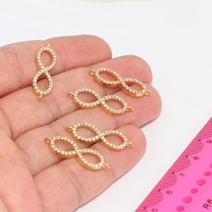 8x25mm 24k Shiny Gold Plated Infinity, Infinity Bracelet Charms, CZ Eternity Charms, Micro Pave Infinity, Gold Plated Charms,  MBGZRCN557