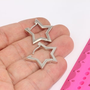 25x27mm Rhodium Plated Star Earrings, Silver Leverback Earrings,  Silver Earring Clasps, Silver Plated Earrings,MBGMLS489