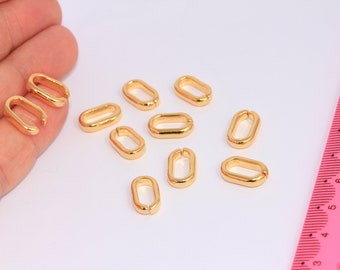 Anillos ovalados de oro brillante de 8,5x14 mm de 24 k, conector de oro, anillos de salto abiertos, cierre de cadena de eslabones, suministros para hacer joyas, MBGCHK79-7