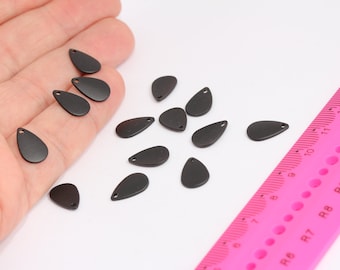 8x12mm Black Plated Drop Charms, Drop Pendant, Bracelet Charms, Teardrop Charm, Teardrop Pendant, Black Plated Findings,   MBGMTE627