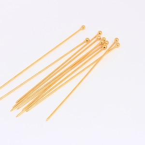72mm 24k Shiny Gold Ball Head Pin, Gold Plated Jewelry Pins, Pins For Beading, Long Ball Head Pin, Jewelry Needles, Bead Pins, MBGHRN33