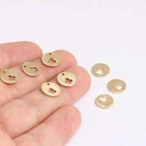 Breloques de jeu de disque en laiton brut de 11 mm, pendentif rond, poker de carte en laiton, pelle en laiton, pendentifs de casino de carte de jeu de club en laiton MBGKDR140-3