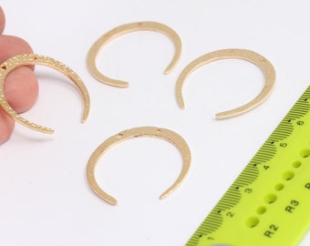 Raw Brass Horn Charms, Horn Pendant, Moon Pendant, Horn Necklace, Crescent Moon Charm, Raw Brass Findings MBGSOM204