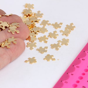 10mm 24k Shiny Gold Plated Puzzle Charms, Puzzle pendant , MBGMTE191