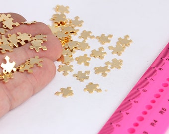 10mm 24k Glänzend Vergoldet Puzzle Charms, Puzzle Anhänger, MBGMTE191