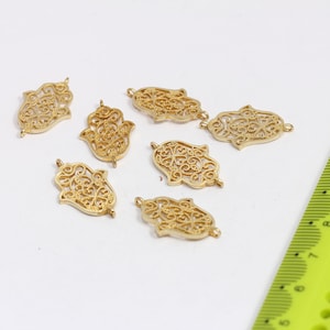 14x25mm Raw Brass Hamsa Charms, Fatima Hand Charms, Hamsa Bracelet, Connector Charms, Hamsa Jewelry, Raw Brass Findings, MBGSOM32