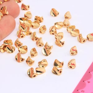 5x7mm 24k Shiny Gold Spacer Beads, Irregular Shaped Beads, Gold Spacer Connector Beads, Gold Bracelet Beads, Gold Plated Findings, MBGHRN16