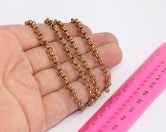 4,5mm Raw Brass Rolo Chain, Bulk Lot Chain, Unsoldered Chain, Brass Round Link Chain, Chains, Raw Brass Chains, MBGBXB155