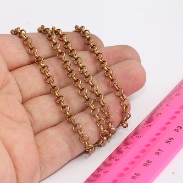 4,5mm Raw Brass Rolo Chain, Bulk Lot Chain, Unsoldered Chain, Brass Round Link Chain, Chains, Raw Brass Chains, MBGBXB155