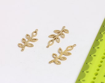 15x33mm Raw Brass Leaf Pendant, Brass Leaf Charms, Leaf Connector Pendant, Filigree Charms, Vintage Charms, Raw Brass Findings,  MBGSOM33