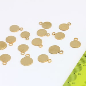 9x11mm Raw Brass Coin Charms, Stamping Disc, Round Connector Charms, Small Stamping Tag, Personalized Disc, Raw Brass Findings, MBGSLM1022