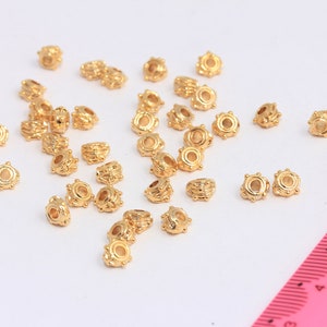 5mm 24K Shiny Gold Spacer Beads, Gold Spacer Beads,  Gold Charm, Wheel Beads, Rondelle Connector Beads, Gold Plated Findings, MBGSLM608